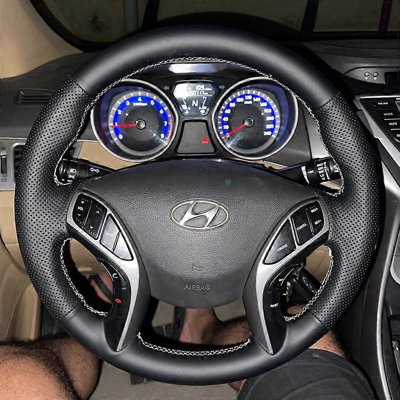 Car Steering Wheel Braid Cover Customized Anti-Slip Black Artificial Leather For Hyundai Elantra 2011-2018 Avante i30 2012-2018