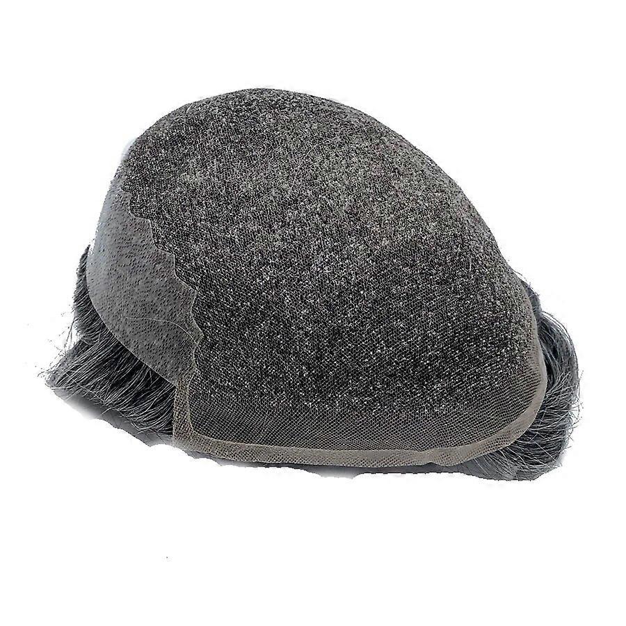 Homem indiano substituição de cabelo humano Toupee francês renda com base de pele poli