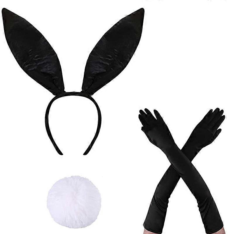 Women Bunny Costume Role  Cute Rabbit Headband Tail Bowtie Cuffs Skirt Sexy Photography Props Party Cosplay Masquerade Wear