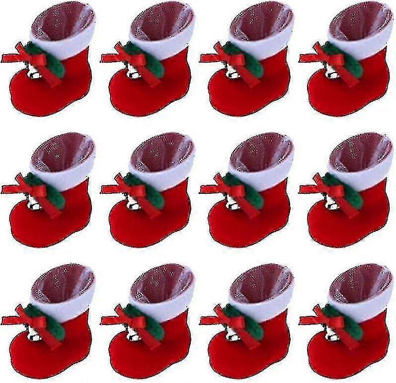 Christmas Candy Støvler 12pcs Hengende Julestrømpe, Julestøvel, Til Julegave Dekorasjon (rød)
