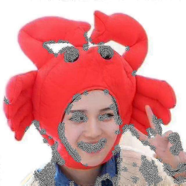 Kırmızı Yengeç Başlık Başlık Şapka Peluş Hayvan Baş Örtüsü Maskesi Performans