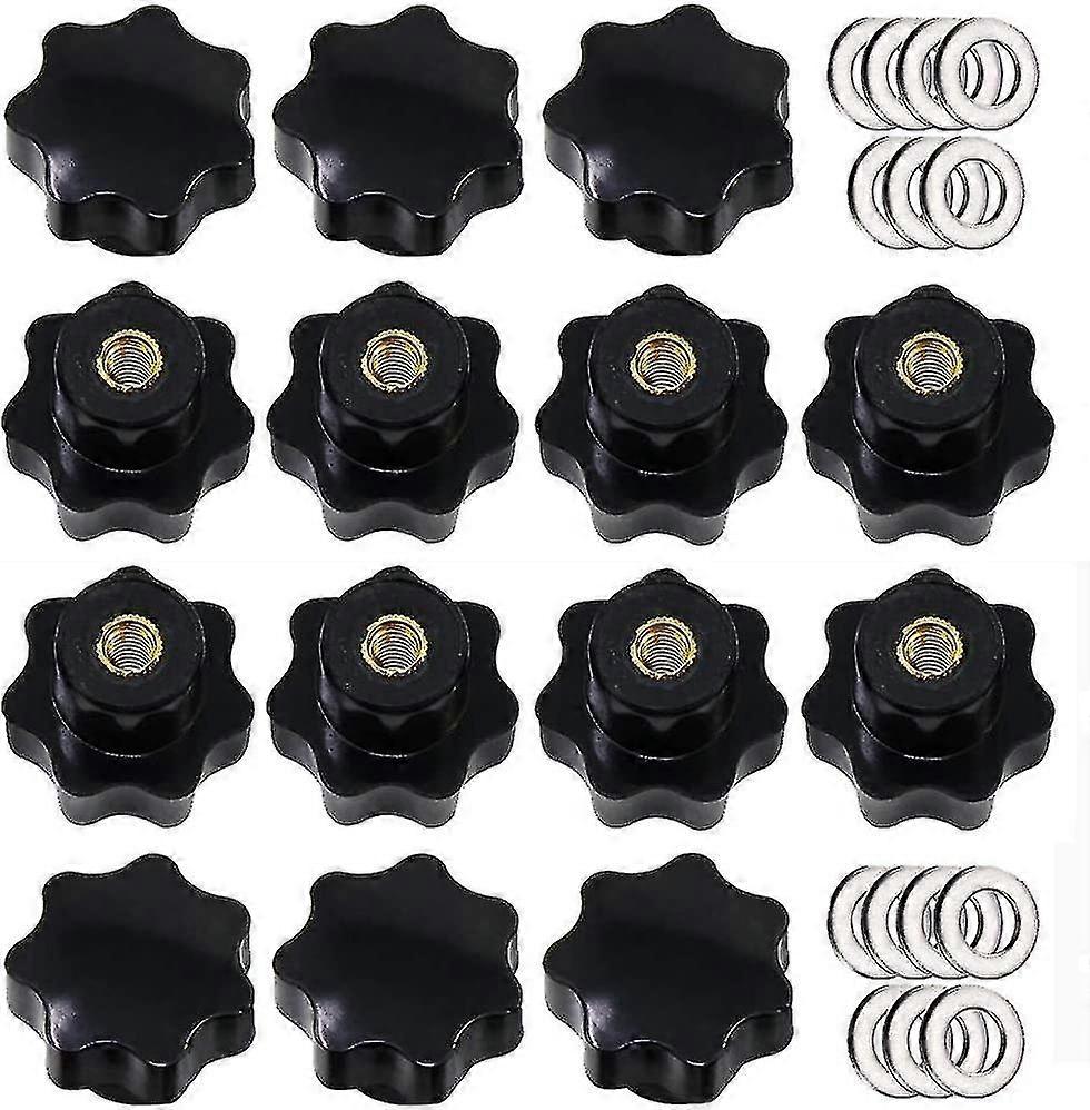 14 Pieces M8 Knurled Thread Knob, Handle, Shaped Hand Knobs Knob With Washers-in