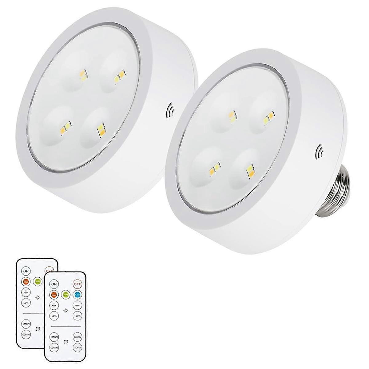 Battery Operated Light Bulb for Lamps, Screw in LED Puck Lights with Remote, with E26 Socket for Wa