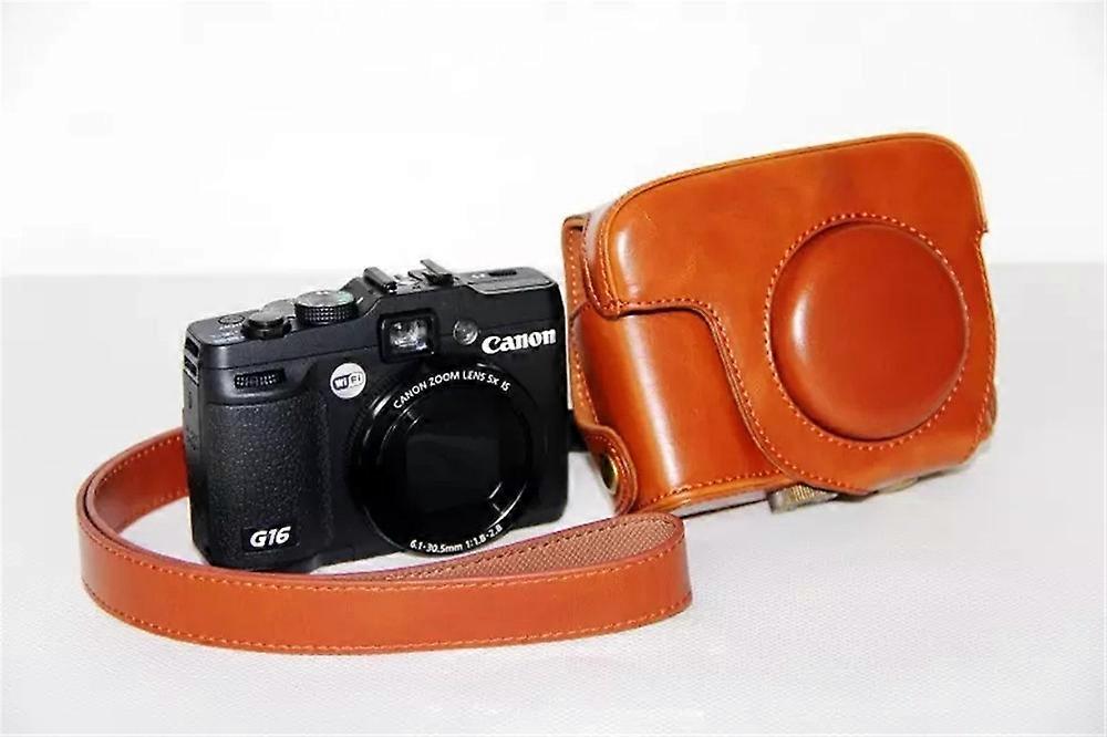 PU Camera Protective Leather Case For Canon Powershot G15 G16 Camera Bag Case Cover With Strap