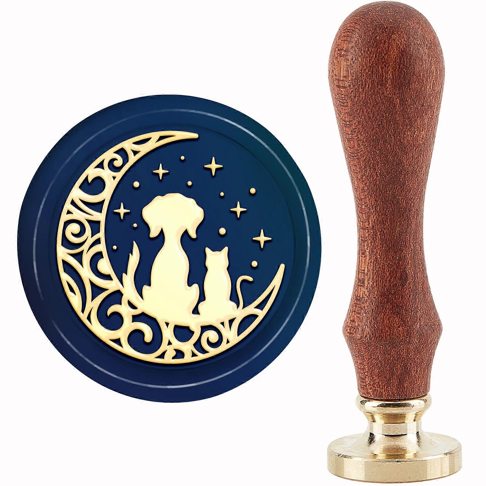 Moon pattern Sealing Wax Stamps With Removable Vintage Retro Brass Head