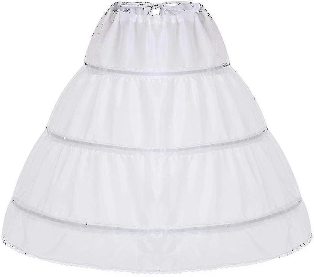 أطفال بنات أبيض 3 الأطواق معطف صغير Crinoline الزفاف وصيفة الشرف زهرة اللباس