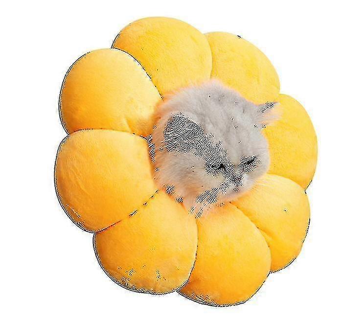 猫と犬のための1pcヒマワリ医療用首輪咬傷防止舐め防止ペット用品(yellow-xl)-イヴァン