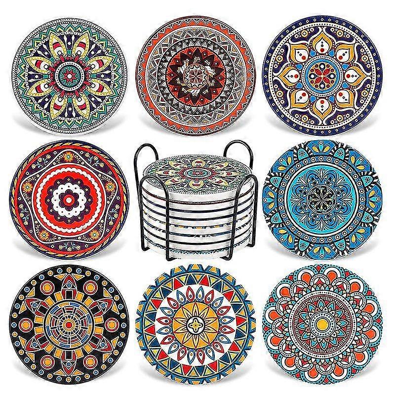 ceramic coasters with cork base, - great home and dining room decor