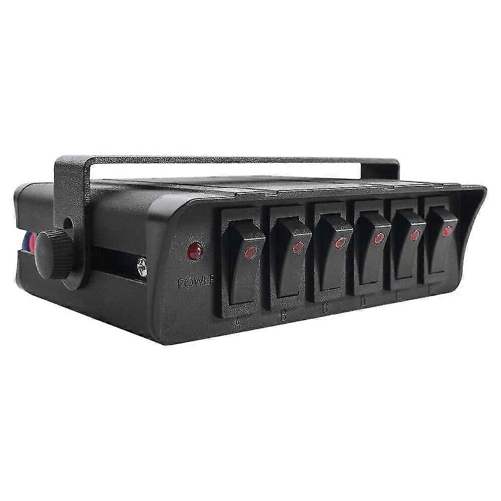 6 Gang On/off Rocker Switch Box With Red Led Light,12-24v 80a Switch ...