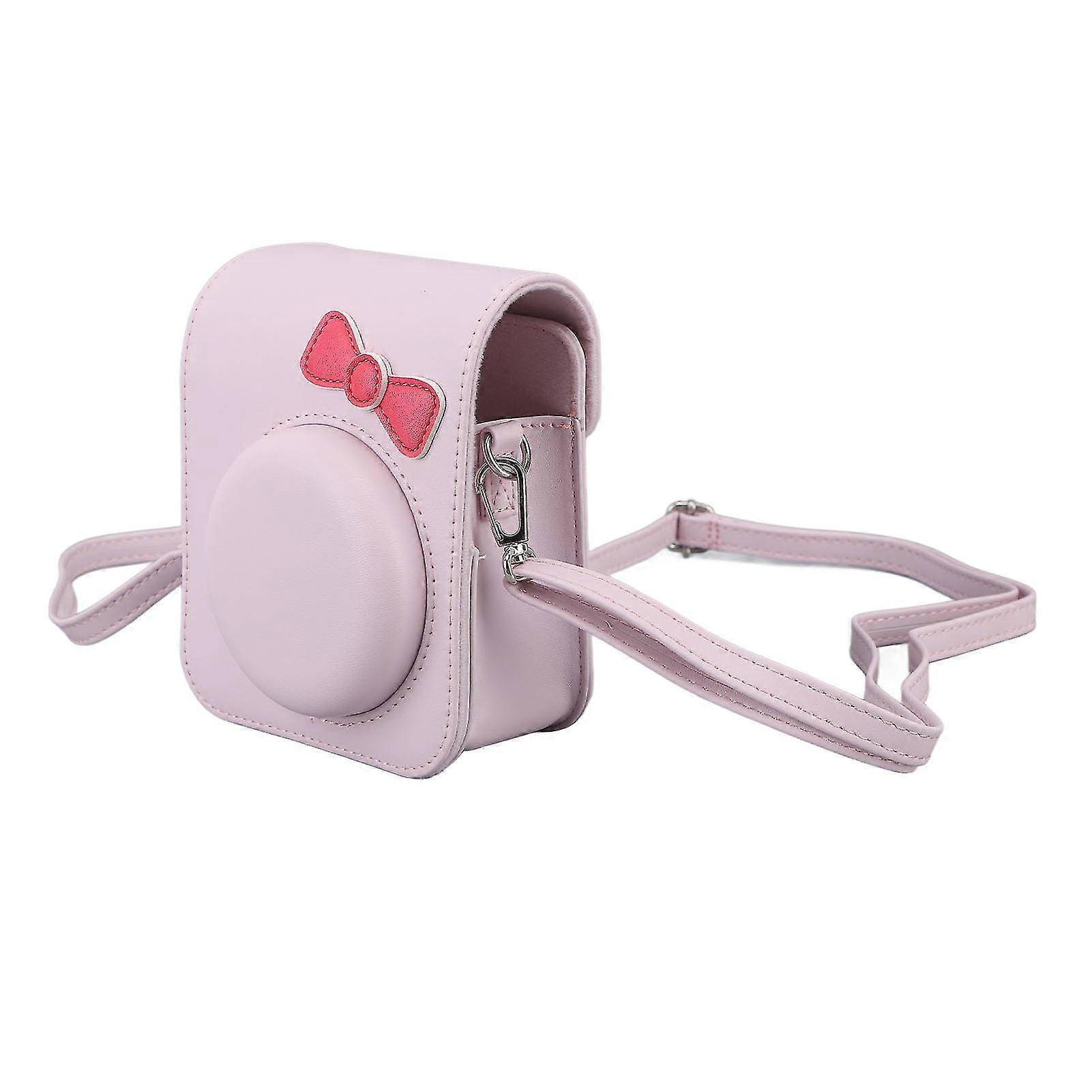 Portable Camera Protective Case with Adjustable Shoulder Strap - Pink, for Fujifilm Mini 12