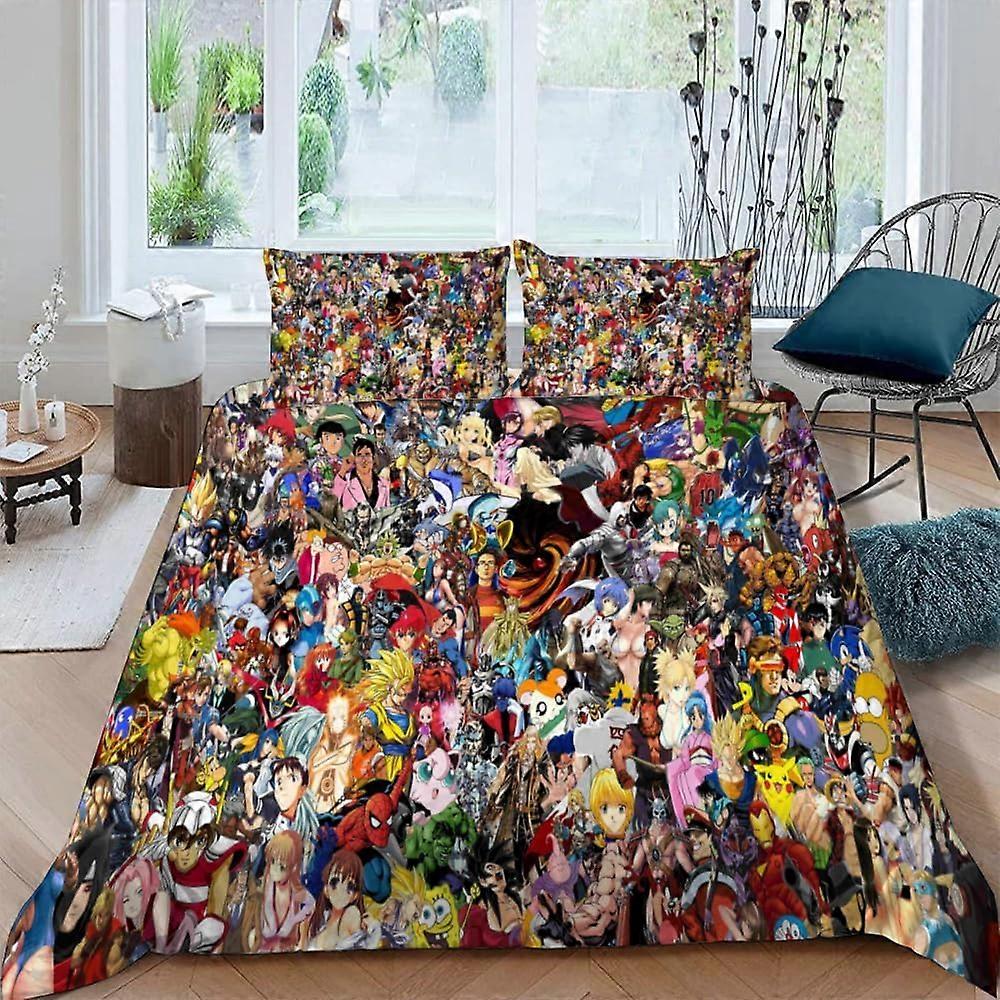 Kerota Ensemble de literie 3 pièces microfibre douce et légère avec 2 taies d’oreiller pour enfants