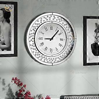 Quadratische / Runde 30/35/40 Cm Uhr Lose Diamant-Wandbefestigung Uhr Kristall Crushed Diamond Spiegel Juwel Römische Wanduhr Für Home Office