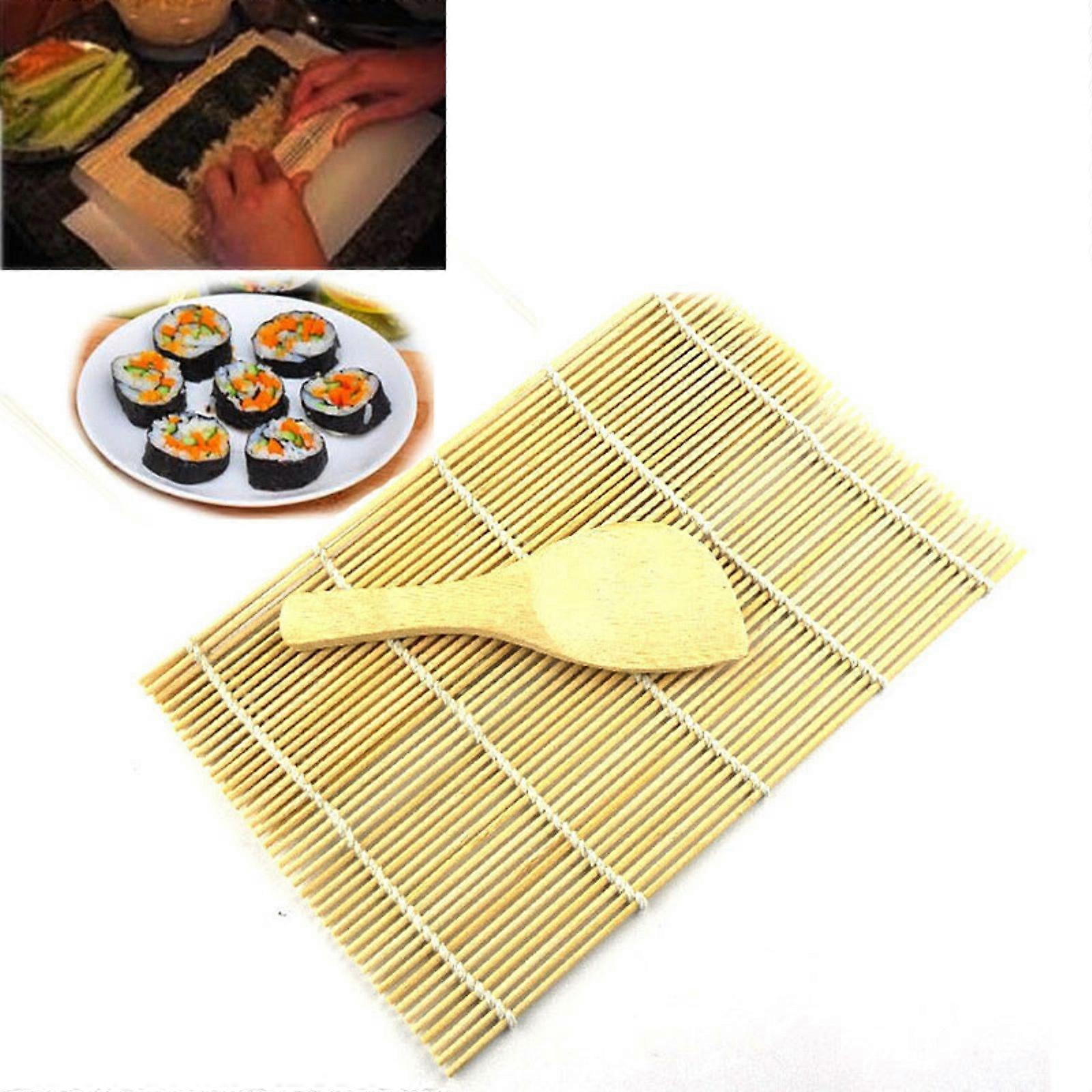 Sushi Rolling Maker Roller DIY Mat And A Rice Paddle Spoons