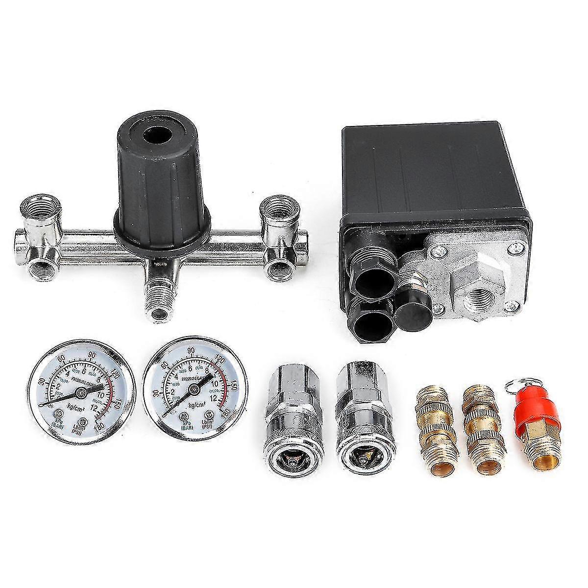 220v Adjustable Air Compressor Pressure Switch Control Valve Regulator Gauges