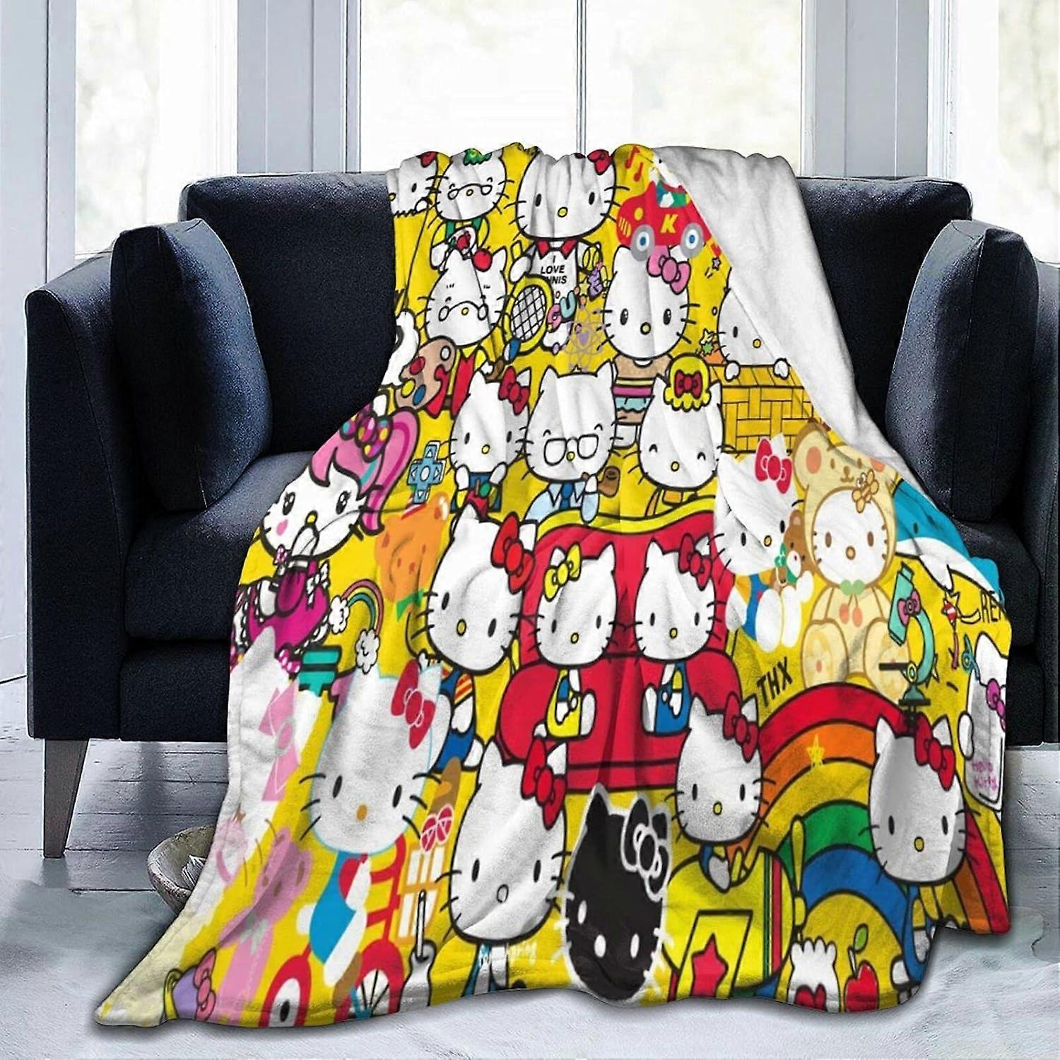 Hello Kitty Blanket Sofa Blanket Napping Blanket Wool Blend Office Shawl Air Conditioning Blanket Multiple Sizes for Adult Kids Teens