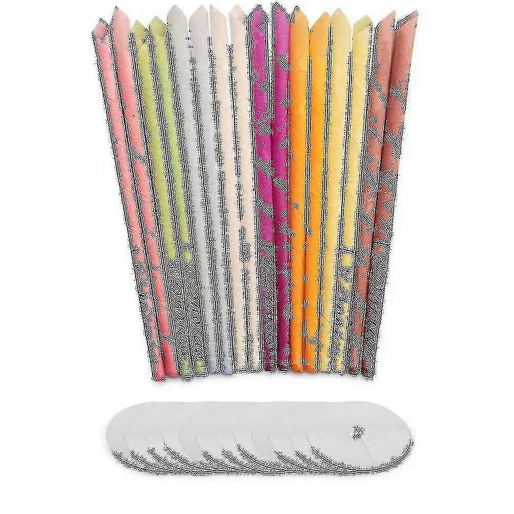 24pcs Ear Candle For Aromatherapy Natural Pure Beeswax Ear Candle Remove Ear Wax With 12 Protective Disks