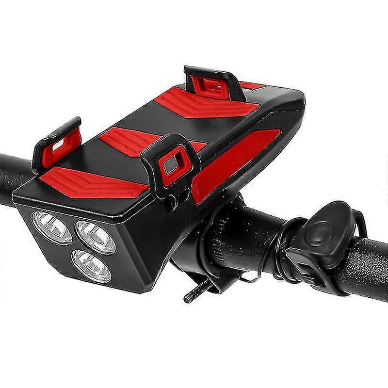 Monitoimi 4 in 1 pyörän valo 250 lumens pyörä taskulamppu pyörän torvi puhelimen pidike Power Bank Polkupyörän etuvalo