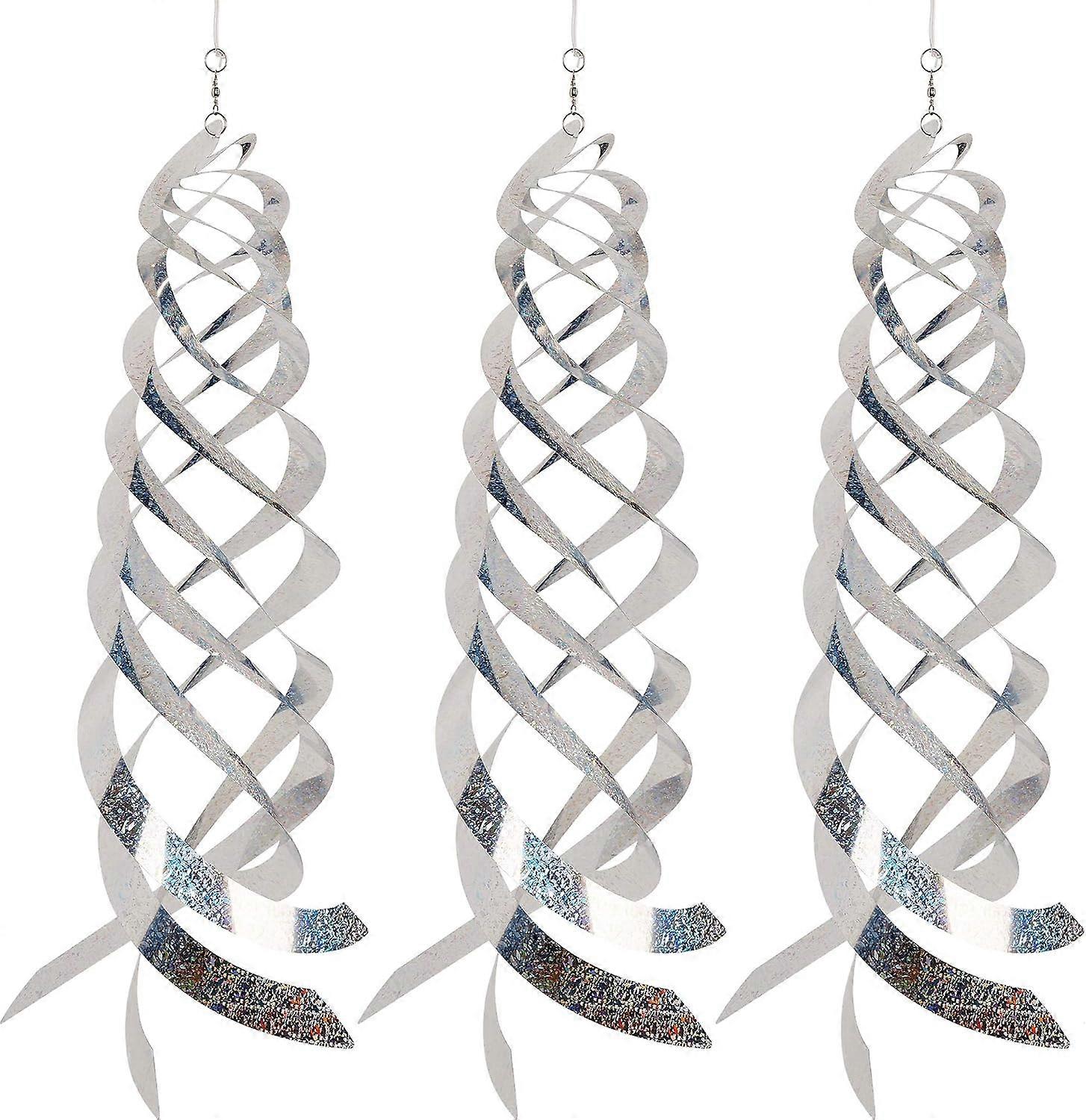 Bird Repellent Spiral Reflectors Silver Mylar Spinner, Hanging Reflective Bird Deterrent Device, Garden Decorative Scare Birds Away, Like Woodpeckers
