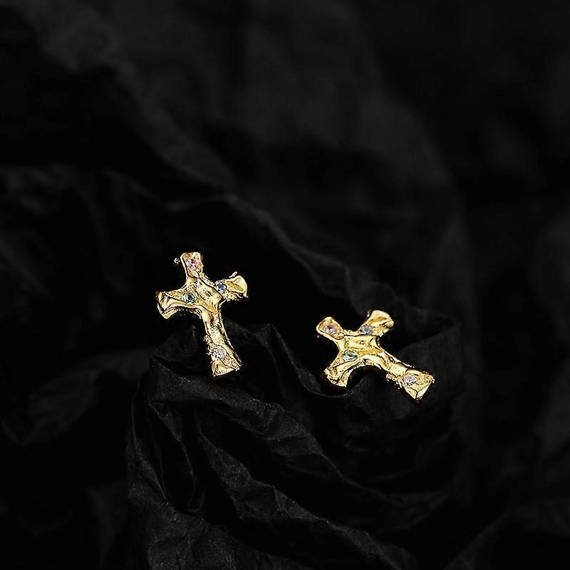 S925 Cross Crucifix Stud Earrings