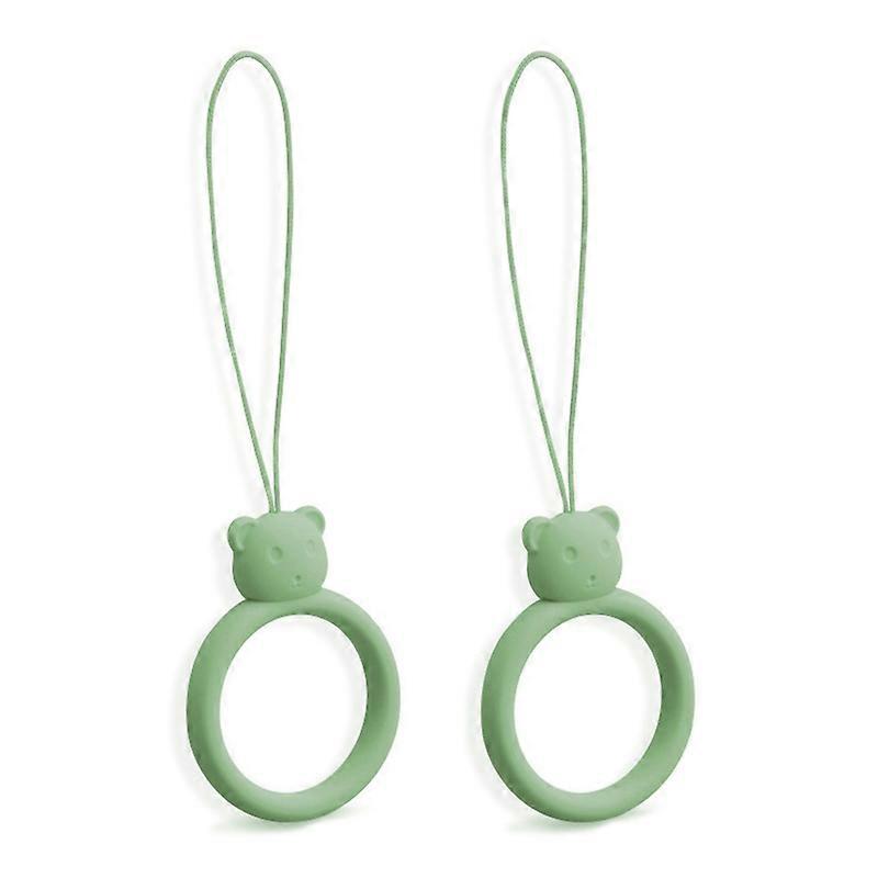 2Pcs Universal Cartoon Bear Shape Silicone Phone U Disk Finger Ring Lanyard