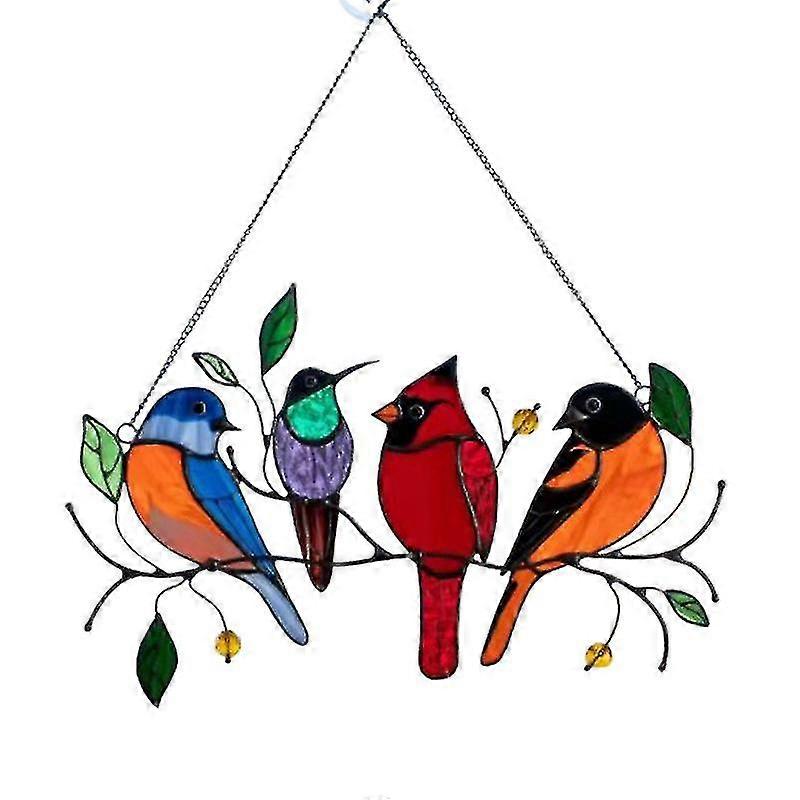 Multicolor Bird Sun Catcher Ornament Indoor Outdoor Decor Pendant On Wire Window