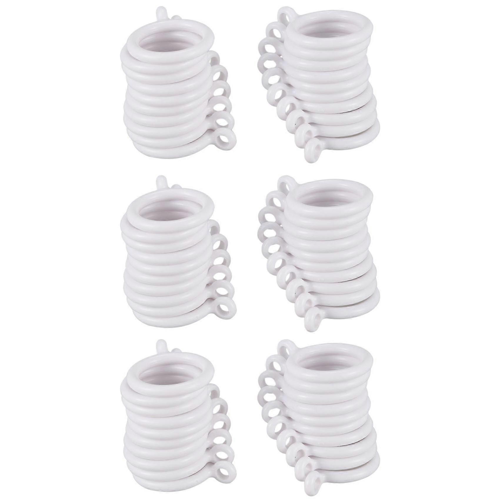 60x White 25mm Inner Plastic Curtain Rings