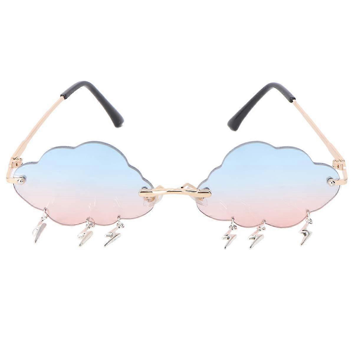 Cloud Sunglasses Rimless Vintage Sunglasses Funny Irregular Disco Glasses Flash Tassel For Women Men
