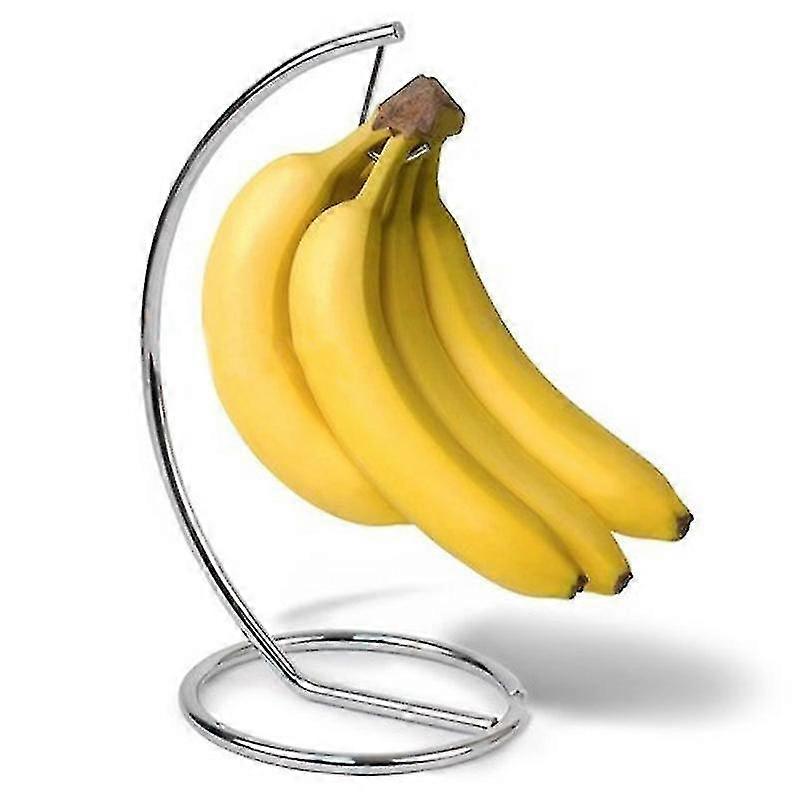 Banana Holder With Round Base, Banana Hook, Fruit Storage, Silver