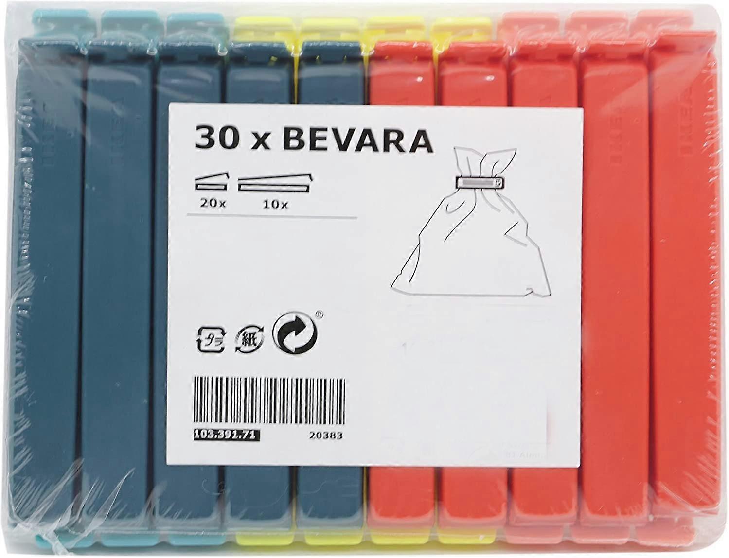 Pack of 30 sealing clips, assorted colors, assorted sizes