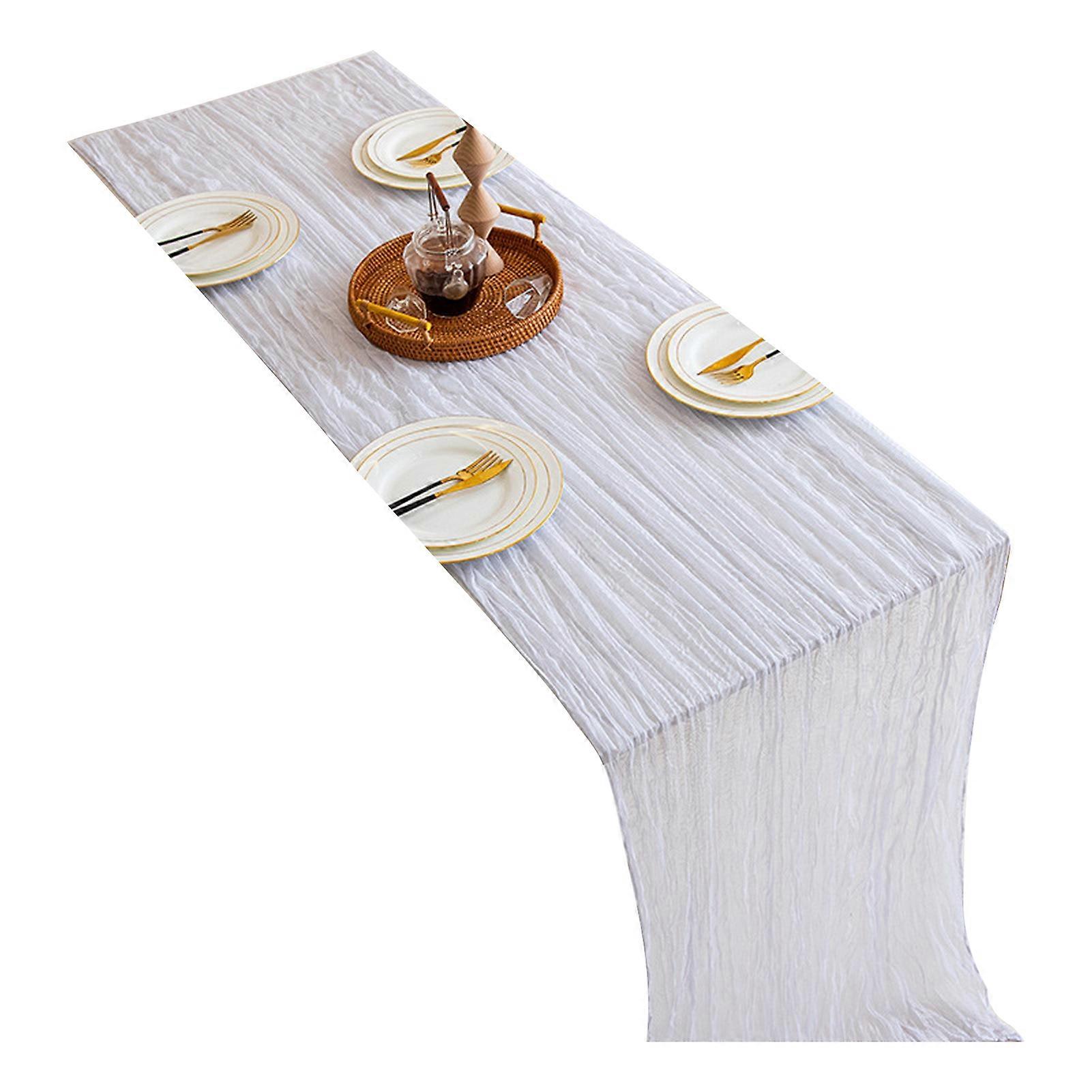 Table Runner Machine Washable Tear Resistant Anti-Fade Breathable Crumpled Table Flag for Dining Table KAESI