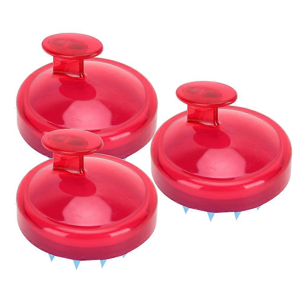 3pcs Silicone Shampoo Brush Shower Scalp Massager Brush AntiSlip Scalp Hair Washing Brush(Red )