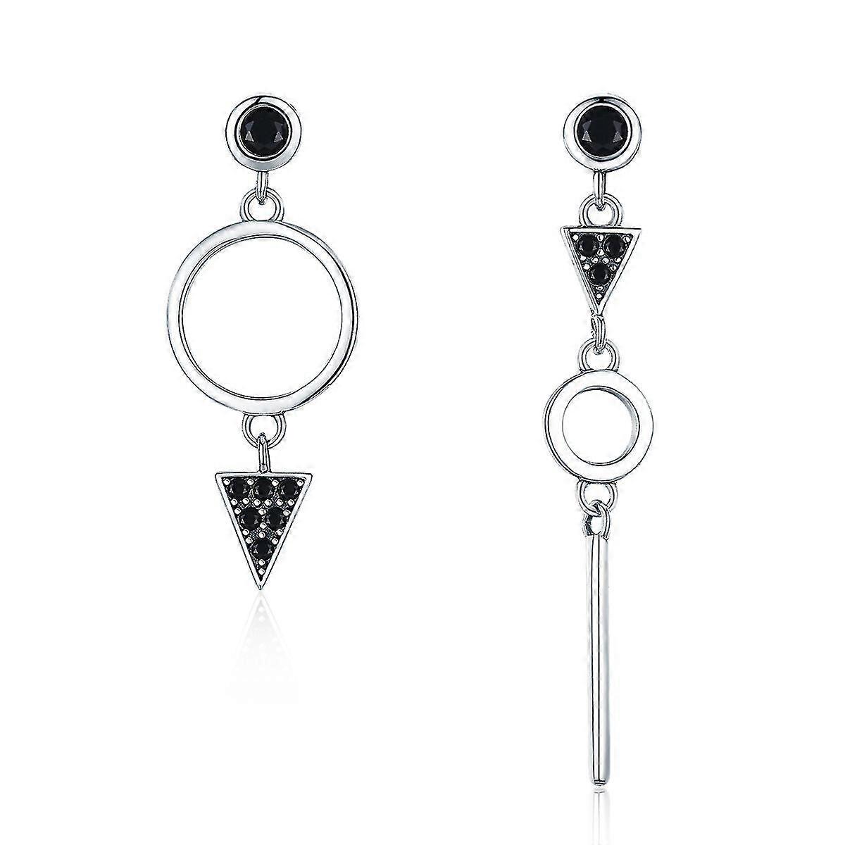 Geometric Halo Dangle Earrings, Cubic Zirconia Asymmetrical Triangle Ladies Earrings (1 Pair) Silver