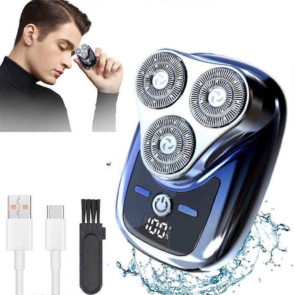 Three-Blade Digital Display Rechargeable Shaver Mini Electric Shaver Portable Pocket Size Washable Razor