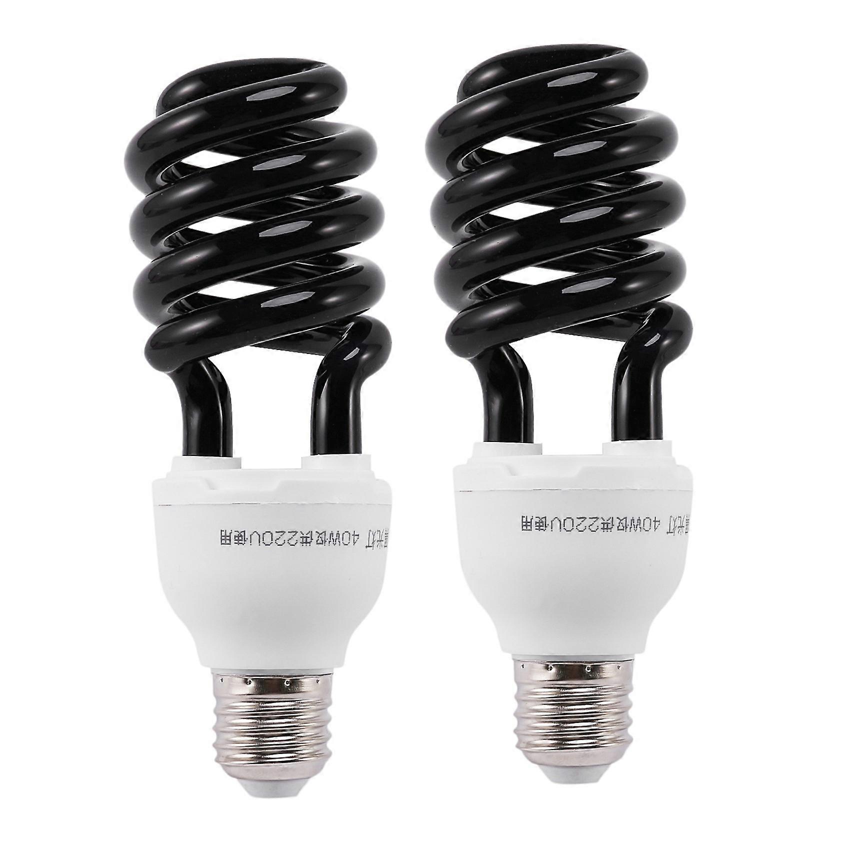 2X E27 40W UV Ultraviolet Fluorescent Blacklight CFL Light Bulb Lamp 220V Shape:Spiral Wattage Volt