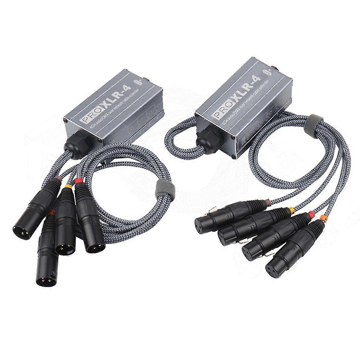 1 pár Xlr mužský/ženský 4 kanálový had 3pin Xlr/dmx na Ethercon Rj45 Cat5/cat6 Ethernet Extender pro živé pódium, šedý