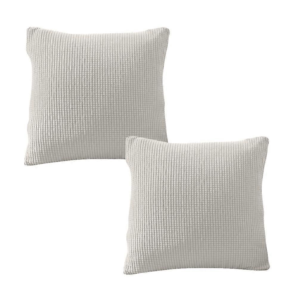 Square Pillow Cover With Comfortable Decorative Corn Grain Stripes Andcorduroy Soft White 45*45Cm
