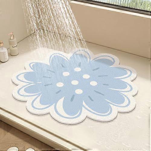 Round Shower Mat Flower Bath Mat for Inside Shower,PVC Loofah Bathroom Floor Mat,Non-Slip Bathmat Anti Mould Shower Mat with Drain,Quick Drying