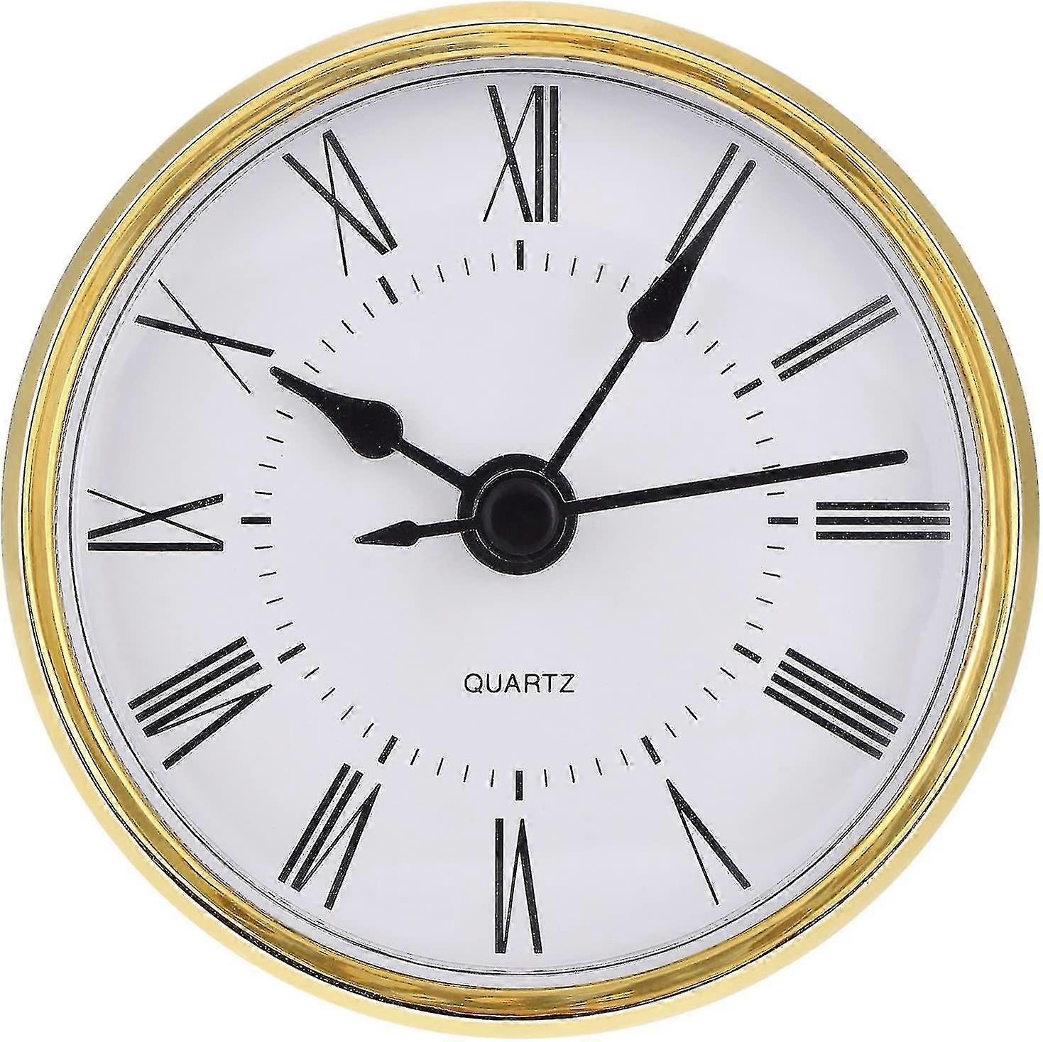 2.8 Inch (70 Mm) Roman Numeral Quartz Clock Insert With Gold Trim