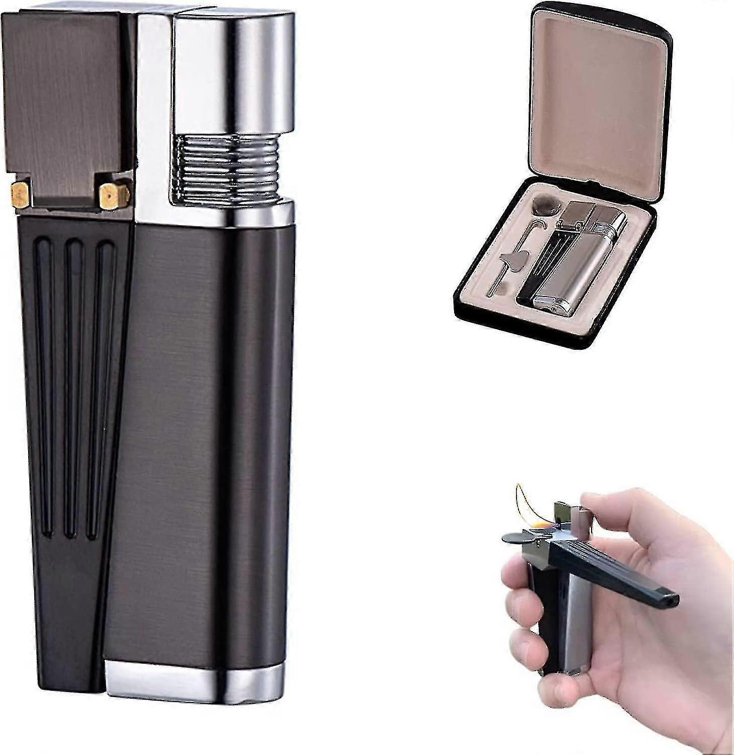 Lighter Pipe Combo - Portable Hitter Lighter Foldable Lighter Open Flame Multifunction 2-in-1 Metal Lighter Pipe Combo Best Gifts For Men S (d)