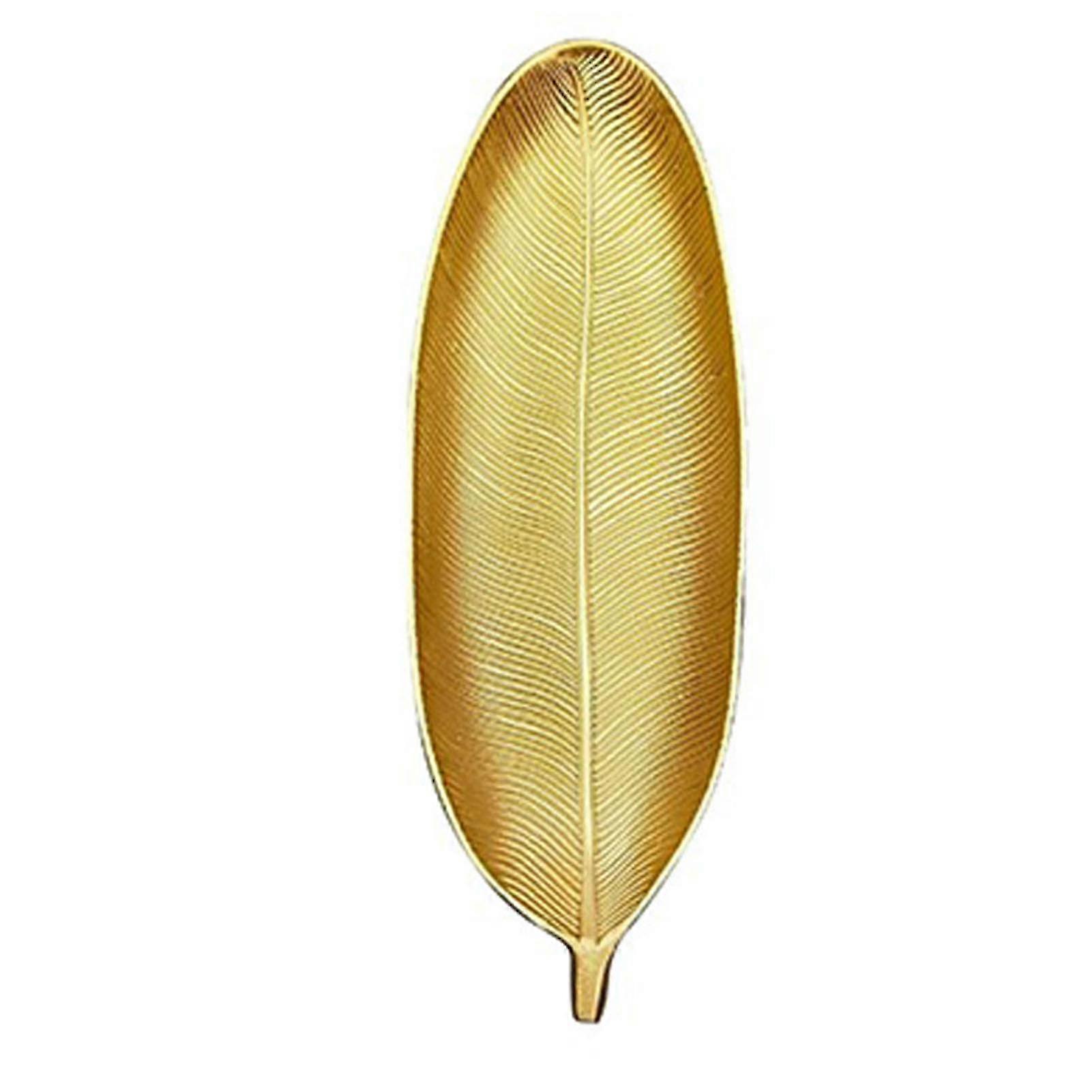Golden Leaf Shape Fruit Plate for Home - Brushed Appearance, Compact Density Board