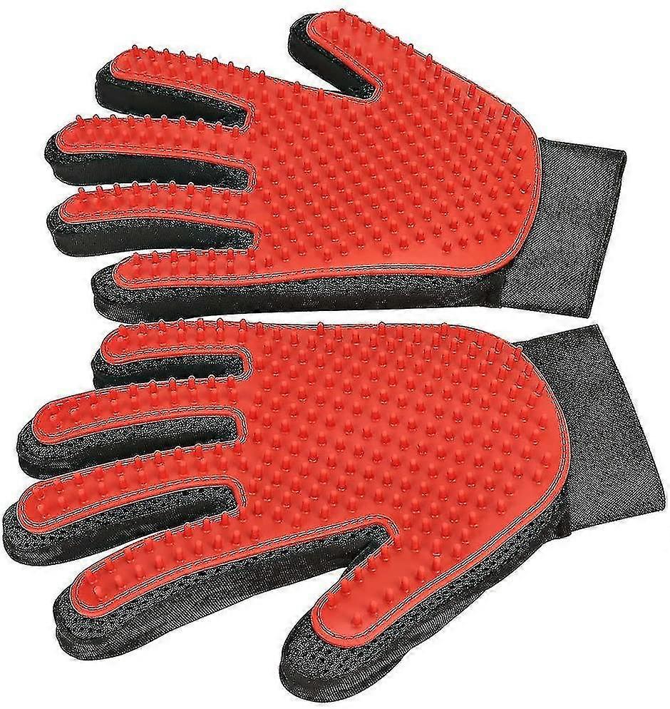 Pet Grooming Glove - Efficient Pet Hair Remover Mitt - Enhanced Five Finger Design - 1 Pair