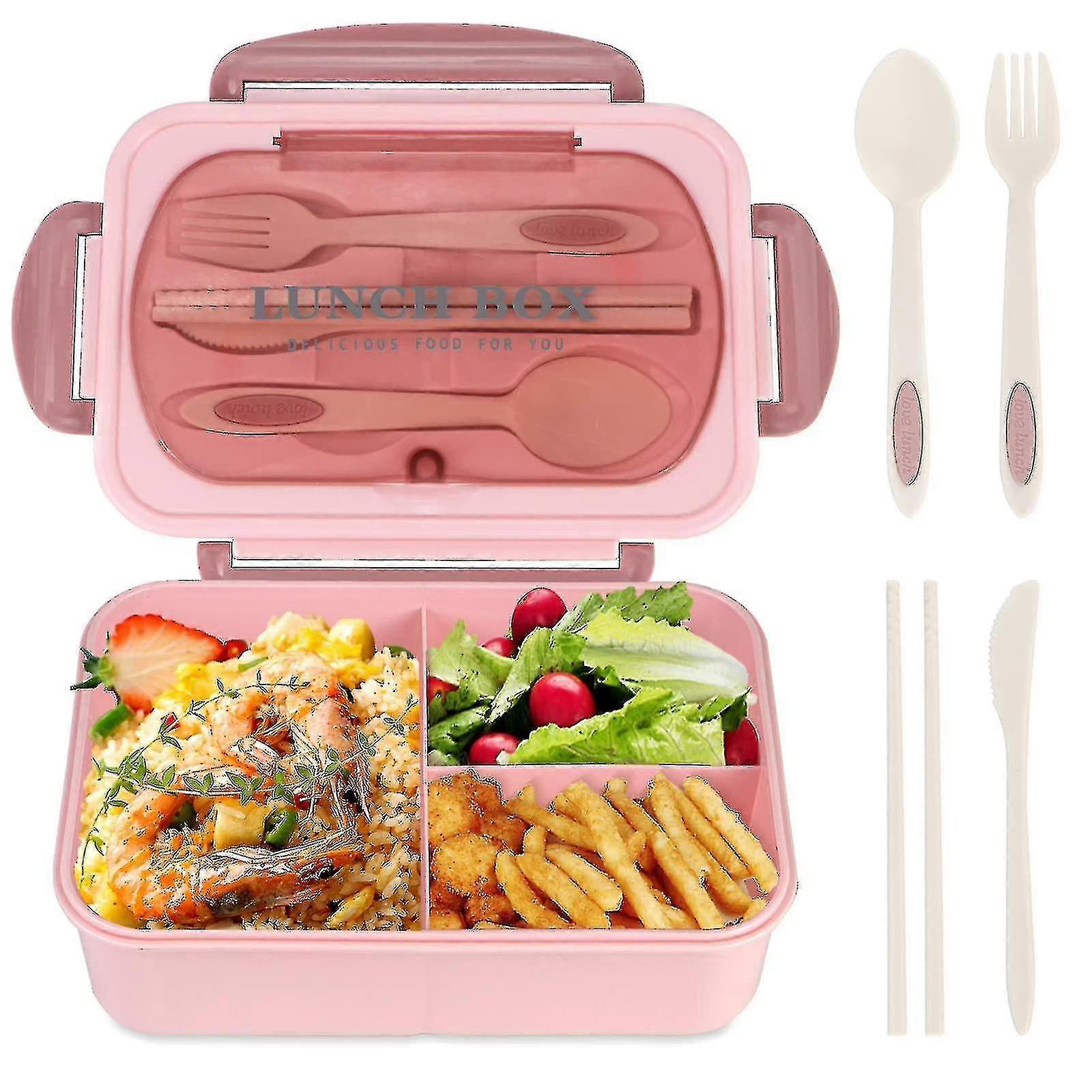 Lunch Box For Adults, 1200ml Kids Bento Box With 3 Compartments, Leakproof Bento Lunch Box With Utensils