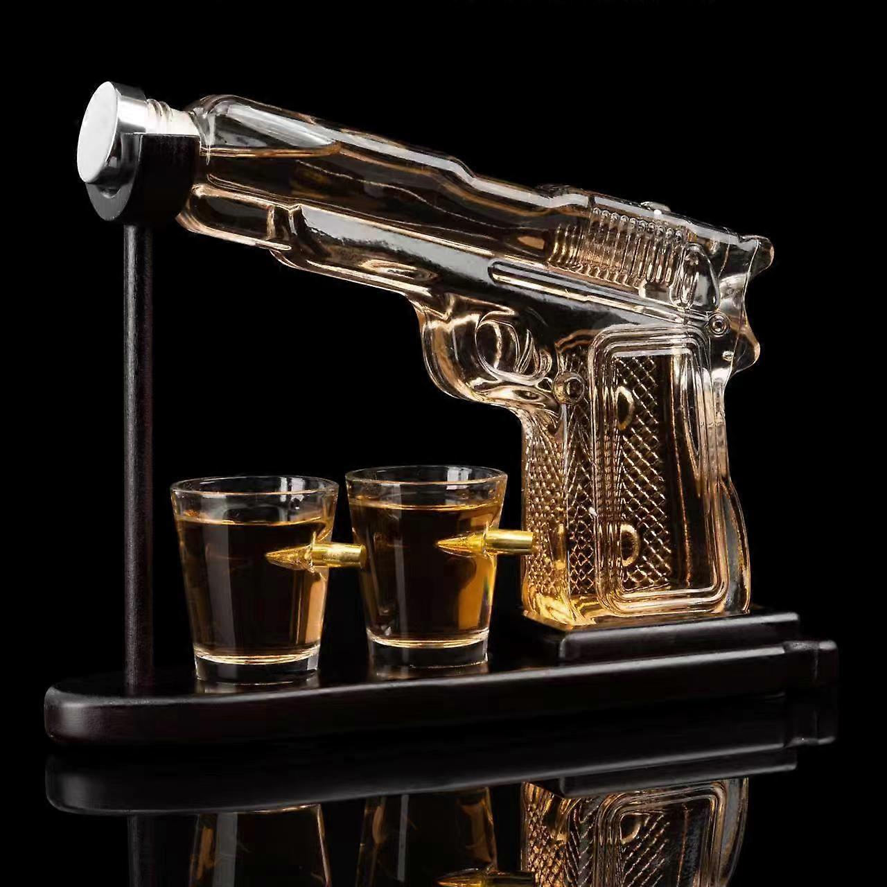 Regali per gli uomini papà, set decanter per whisky con 2 bicchierini, set decanter per whisky con pistola pistola regalo di compleanno unico accessori per bere