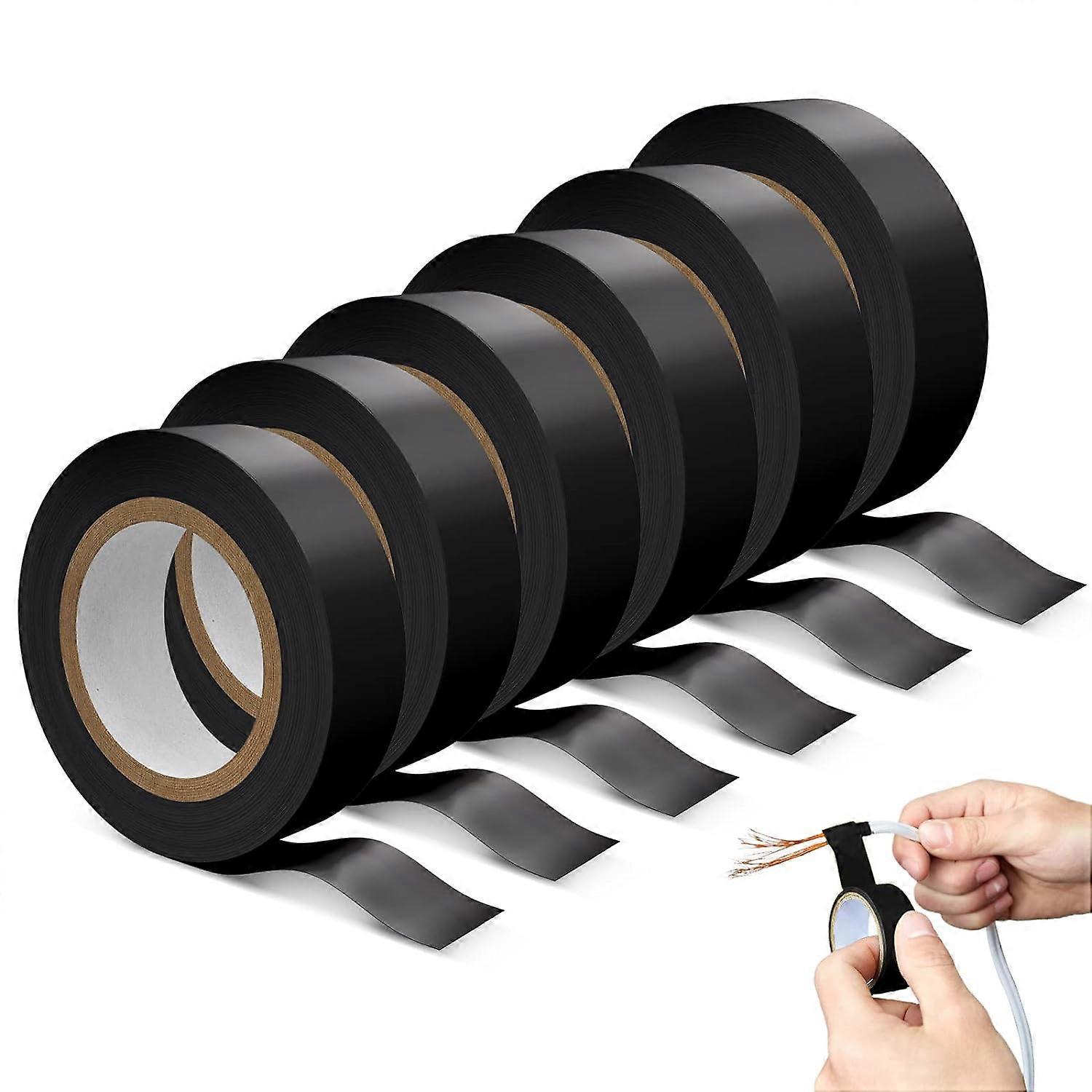 Sähköteippi, 6 kpl sähköteippi, 19mm * 20m sähköeristysteippi johdotusprojekteihin ja korjauksiin (musta)