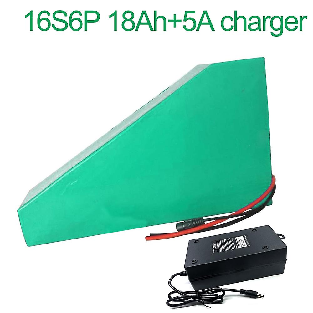 Battery With Charger 5a 18ah 60v Li-ion 18650 Rechargeable Electric Two Three-wheeled Motorcycle Bike Ebike Accept Customization 16s6p 260 * 250 * 180