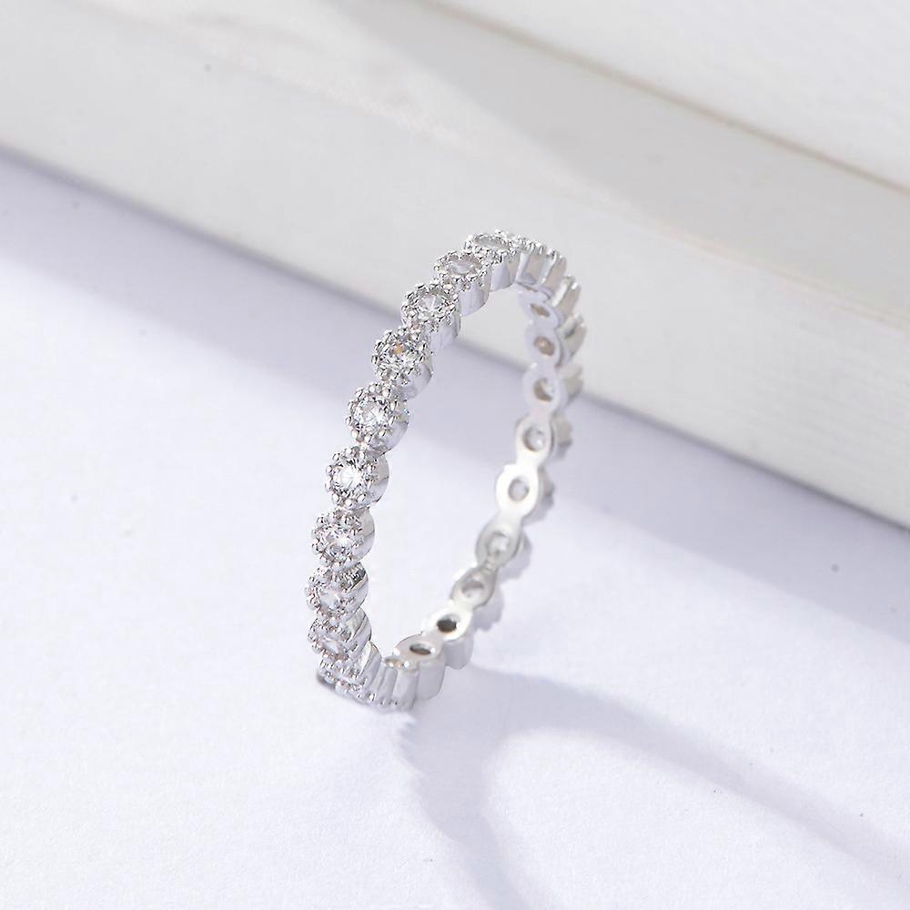 Micro Encrusted White Cubic Zircon Sterling Sillver S925 Ring Wearing Wind Ring