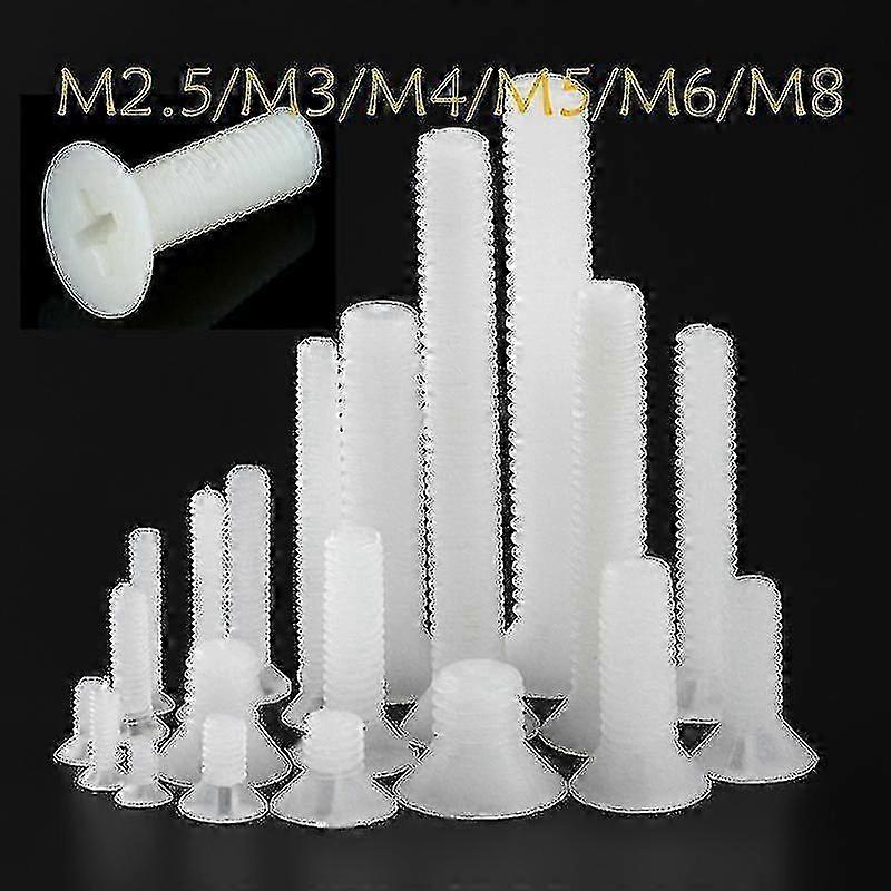 10 db 50db M2.5 M3 M4 M5 M6 M8 Lapos fejű Phillips csavarok Nylon műanyag csavar hossza 5mm 40mm A