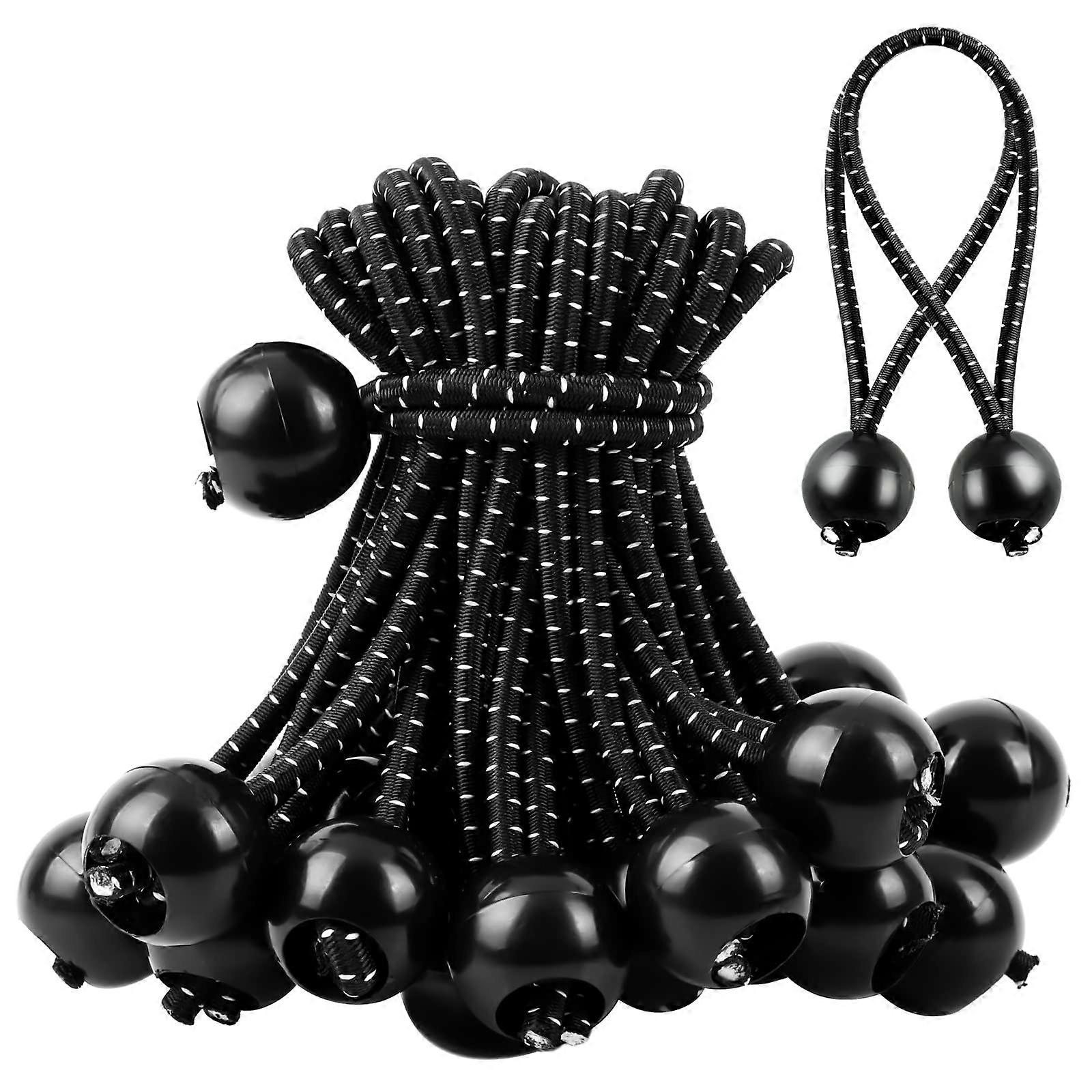 50Pcs Ball Bungee Cords,Elastic Bungee Cord Tarp Bungee Cords with Balls 15cm Tarpaulin Ties Down Elastic Rope Tent