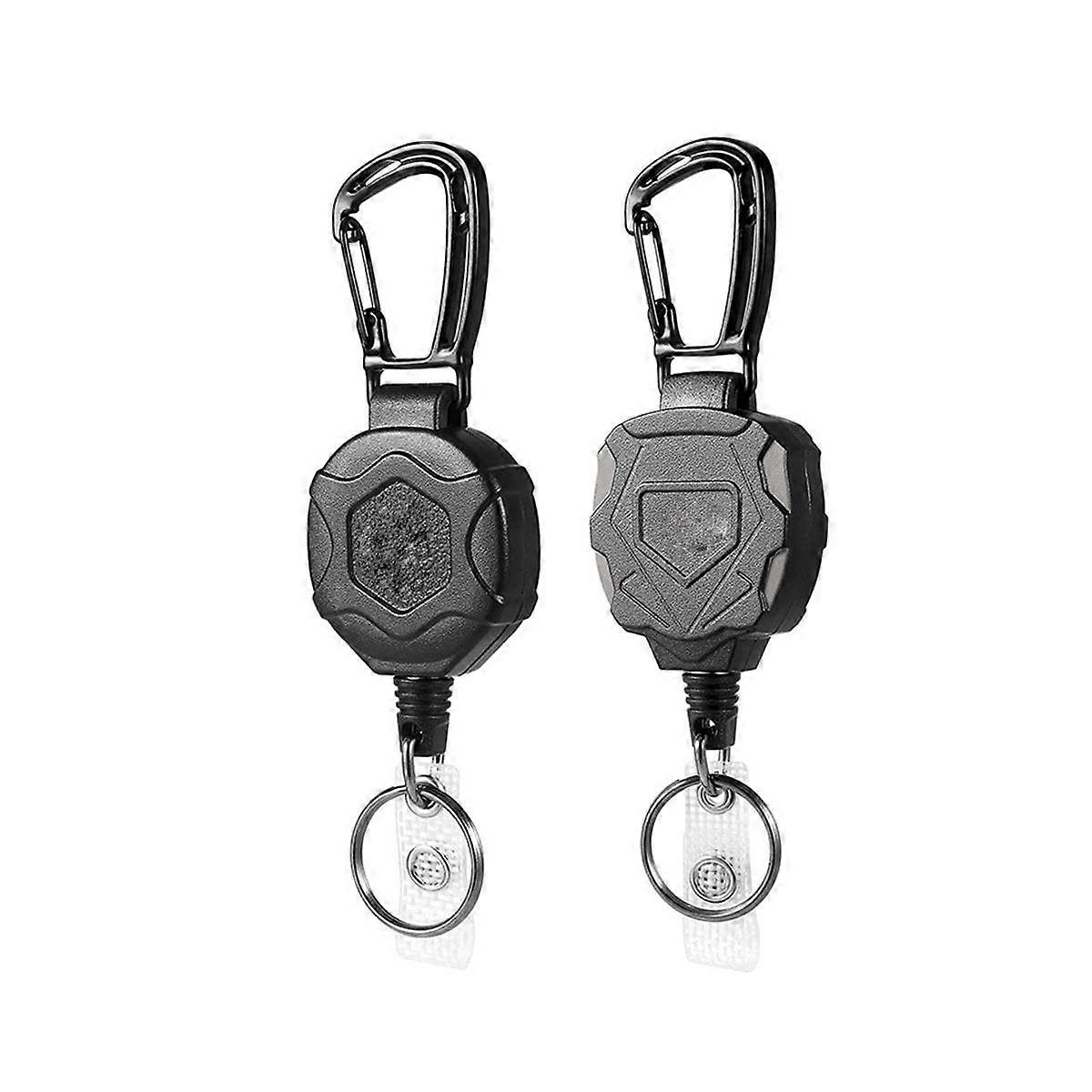 2Pack Retractable Keychain, Heavy Duty Carabiner Badge Holder, ID Badge Reel with Steel Retractable