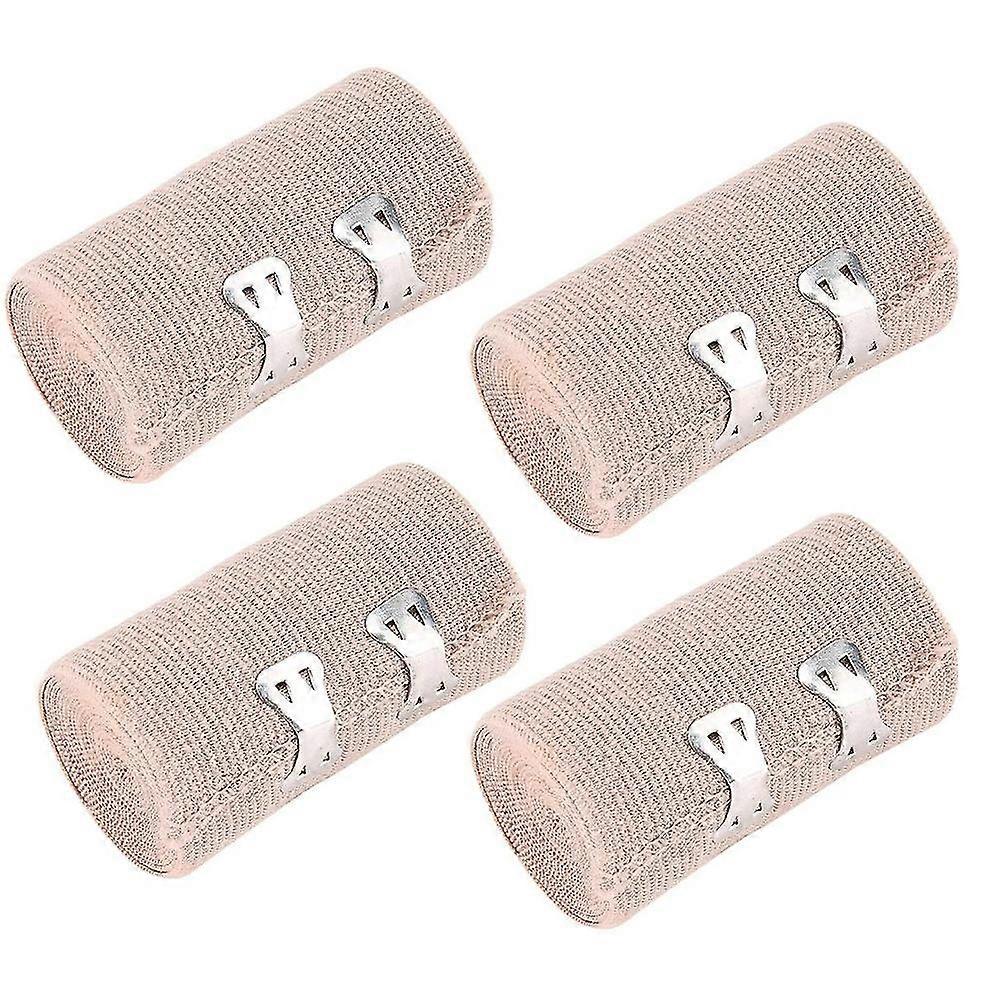 Pack Of 4 Elastic Bandage, With Hook And Loop Closure, Latex-free Compression Bandage For First Aid Kit And Medical Facilities